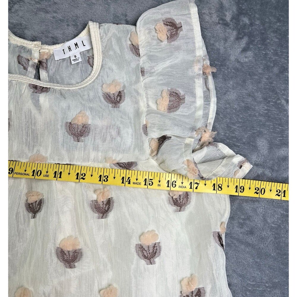 THML NWOT babydoll womens summer blouse w/liner  sz S cottage fairy party $90 - Picture 5 of 7